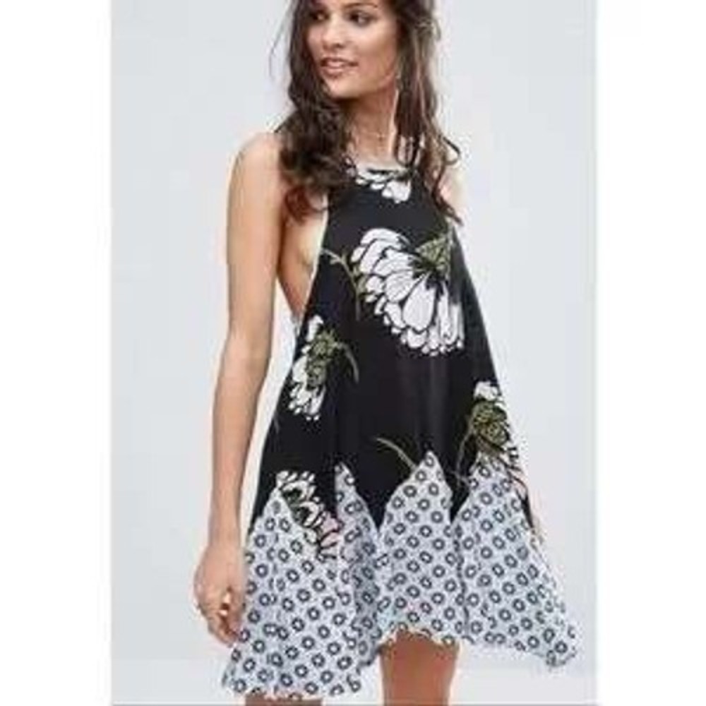 Free People "Someone Like You" Slip Dress Womens Small Black boho Festival